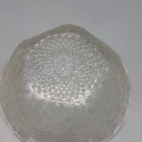 vintage glass floral clear serving bowl serving ripped 7x2.5" READ - Picture 5 of 8